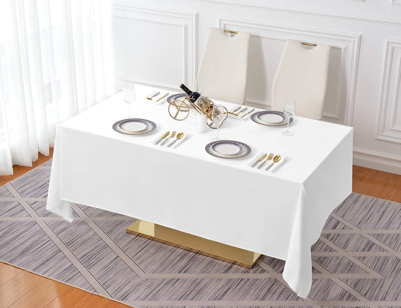 Surmente 2 Pack White Rectangle Tablecloth 60 x 102-inch Rectangular Polyester Table Cloth for Weddings, Banquets, or Restaurants - Image 5